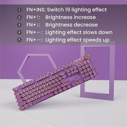 EWEADN V20 Typewriter Keyboard Wireless, 104 Keys Typewriter Style Mechanical