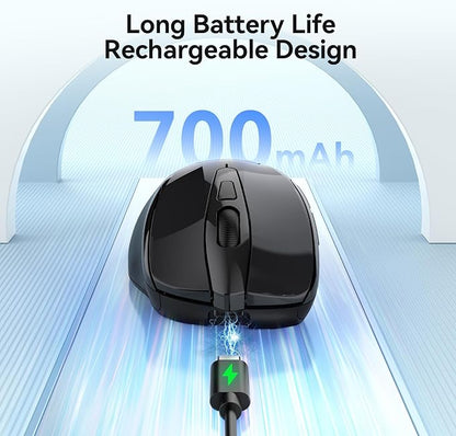 TECKNET Rechargeable Jiggler Wireless Mouse 4800 DPI Silent USB A & Bluetooth