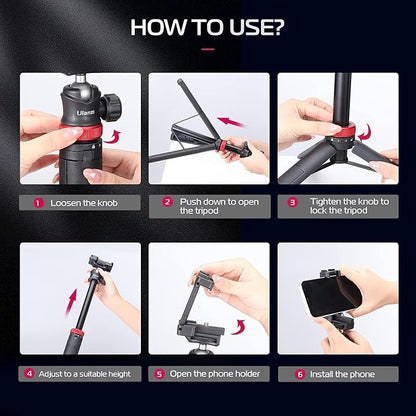 ULANZI MT-44 Extendable Phone Tripod, 360° Ball Head Camera Tripod