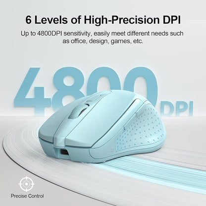 TECKNET Wireless Mouse Rechargeable 4800 DPI Silent USB A & Bluetooth Mouse 6