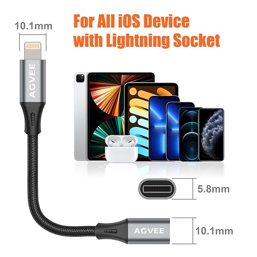AGVEE 2 Pack 1ft Lightning Extension Cable, Braided Female to Male Extender
