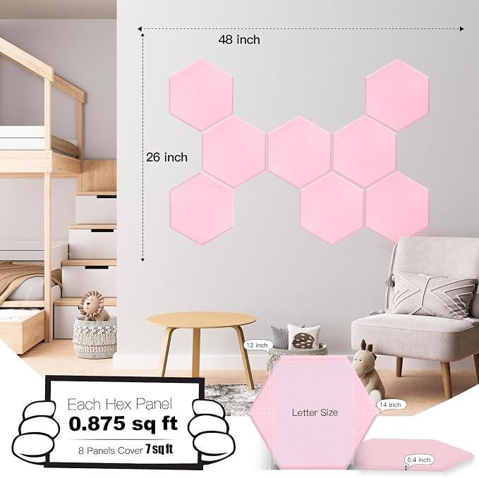 Mollywell Hexagon Acoustic Panels, High Density, Soundproofing, Decorative