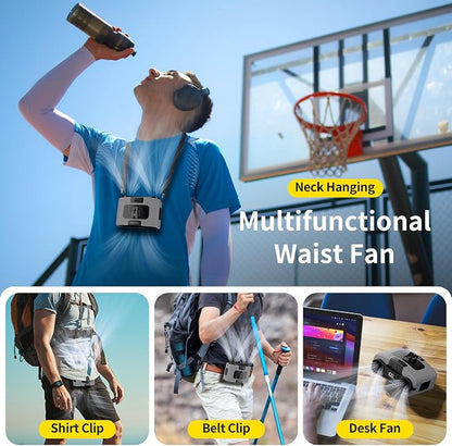 Socool 20000mAh Portable Waist Fan Clip on Wearable Belt Personal Fan