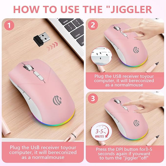 Wireless Bluetooth Mouse, 2.4G and Bluetooth 5.2 Ergonomic Rechargeable USB