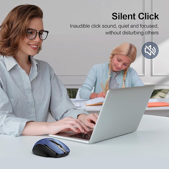 TECKNET Wireless Mouse Silent 4800 DPI Computer USB A & Bluetooth Mouse 6