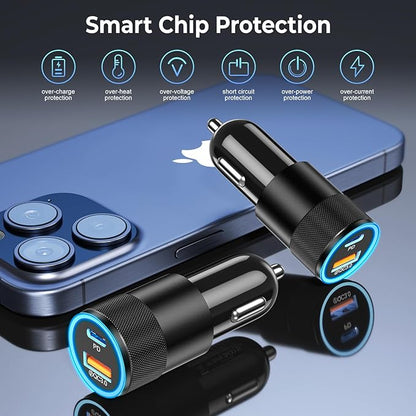 6 Pack USB C Car Charger, Ancekoy 38W Dual USB-C + USB-A Car Charger Adapter