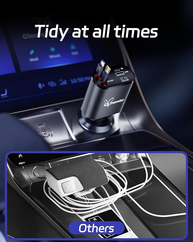 DreamBee Retractable Car Charger, 66W 4 in 1 Super Fast Charge Car Phone Charger