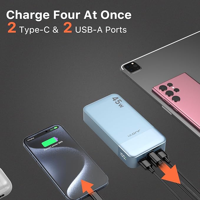 Power Bank, 20000mAh 45W Portable Charger, PD3.0 QC4.0 Fast Charging