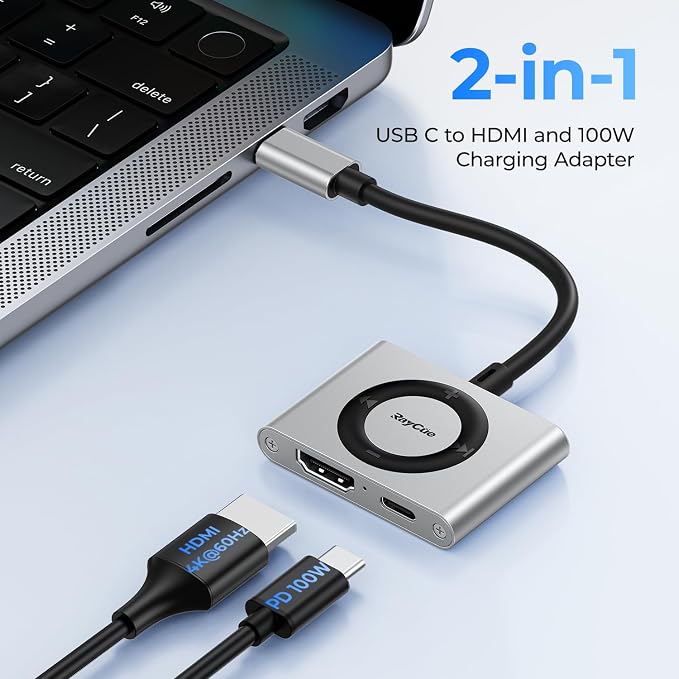 RayCue 2-in-1 USB C Hub, USB C to HDMI Adapter