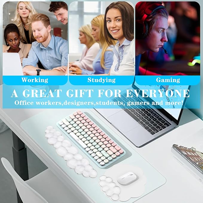 Gel Cloud Keyboard and Mouse Wrist Rest, Cute Wrist Support and Arm Support Rest