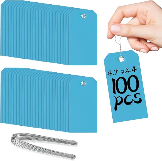 100 Plastic Shipping Tags with Wire