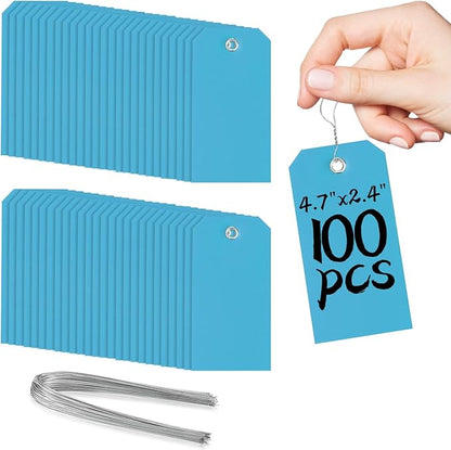 100 Plastic Shipping Tags with Wire