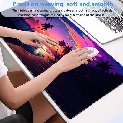 Sunset Beach Gaming Mouse Pad for Desk, Fantasy Ocean Art Desk mat Extended