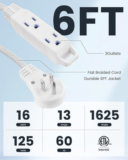 SURAIELEC 6FT Flat Extension Cord