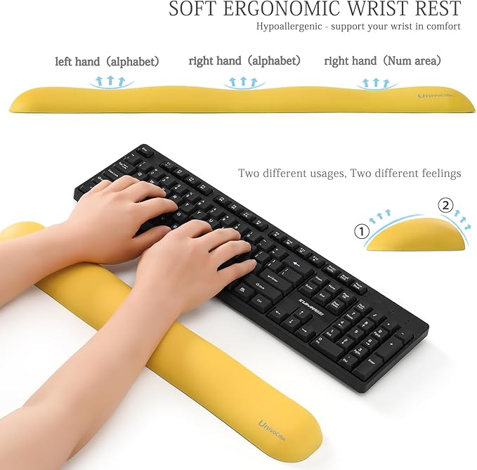 UnivoColors Design-Wave Set of Wrist Rest, Artificial Sheepskin+Memory