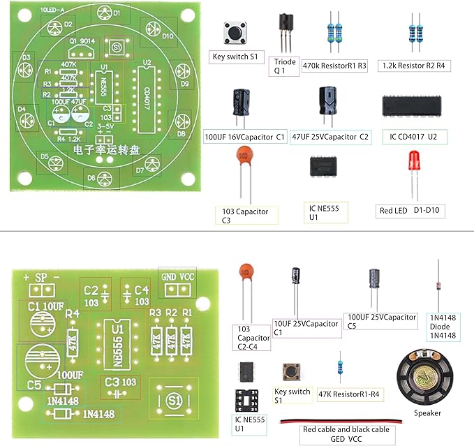 5in1 Soldering Practice Kit Mini Musical Tesla Coil, Plug-in Flowing Light