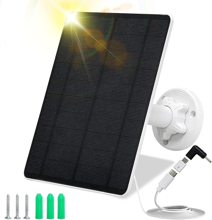 Solar Panel for Security Camera, 5W USB Solar Panel for Cameras DC 5V, Camera
