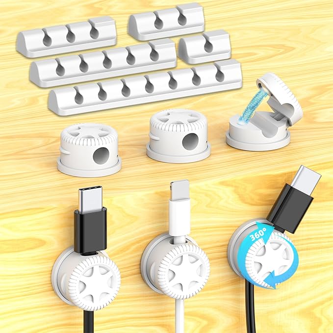 11PCS Cable Management Cord Holder Organizer, Magnetic Cable Clips Adhesive