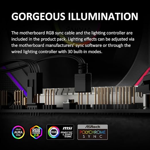 GAMDIAS 120mm ARGB PWM Case Fan, 2 Blades in 1 Fan Pack, Sync