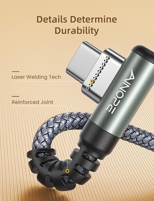 AINOPE USB to USB C Cable 3.1A Type C Charger Fast Charging, Right Angle USB to