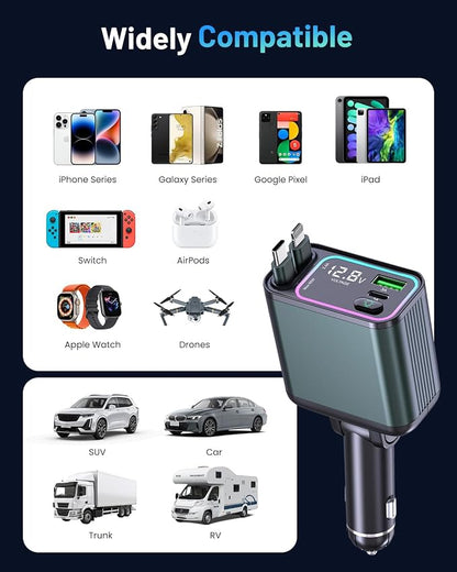 4 in 1 Retractable Car Charger