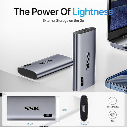 SSK 1TB SSD External Hard Drive, Portable SSD Up to 550MB/s Fast Solid State