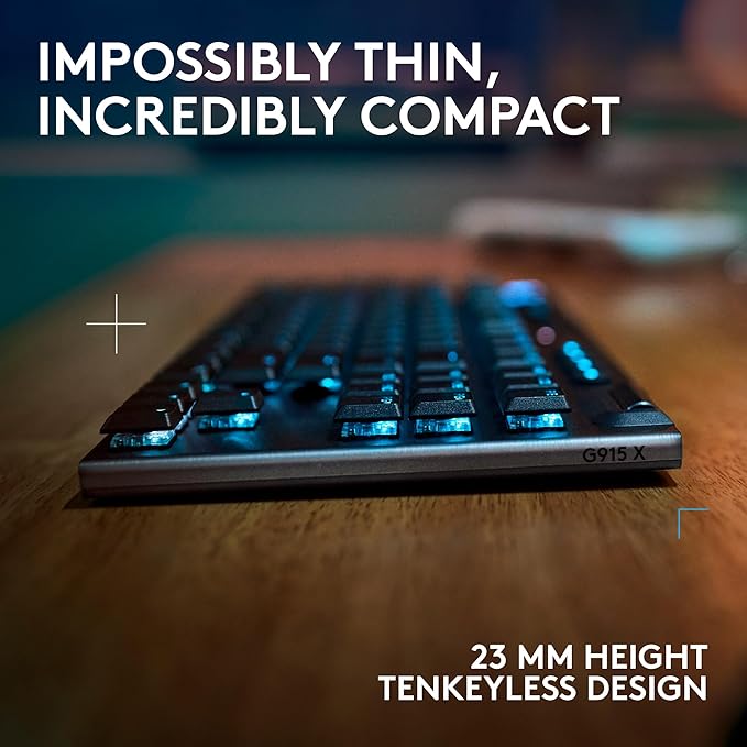 Logitech G915 X Lightspeed TKL Wireless Mechanical Gaming Keyboard, Double-Shot