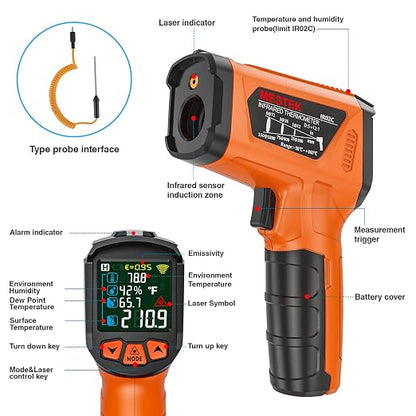 MESTEK Infrared Thermometer Gun, Non Contact Digital Laser Thermometer