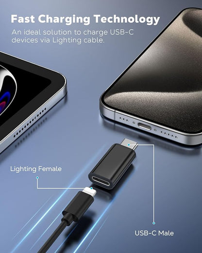 MoKo Lightning Female to USB C Male Adapter 2Pack, USB-C Lightning Adapter