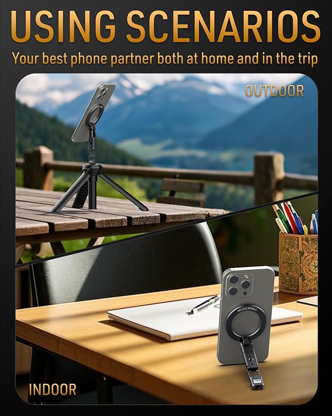 Magnetic Tripod Phone Mount, Travel Phone Grip