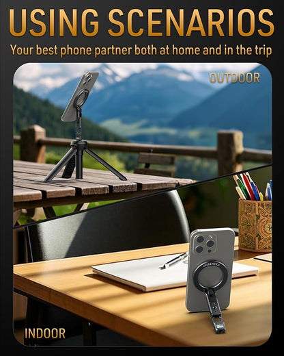 Magnetic Tripod Phone Mount, Travel Phone Grip