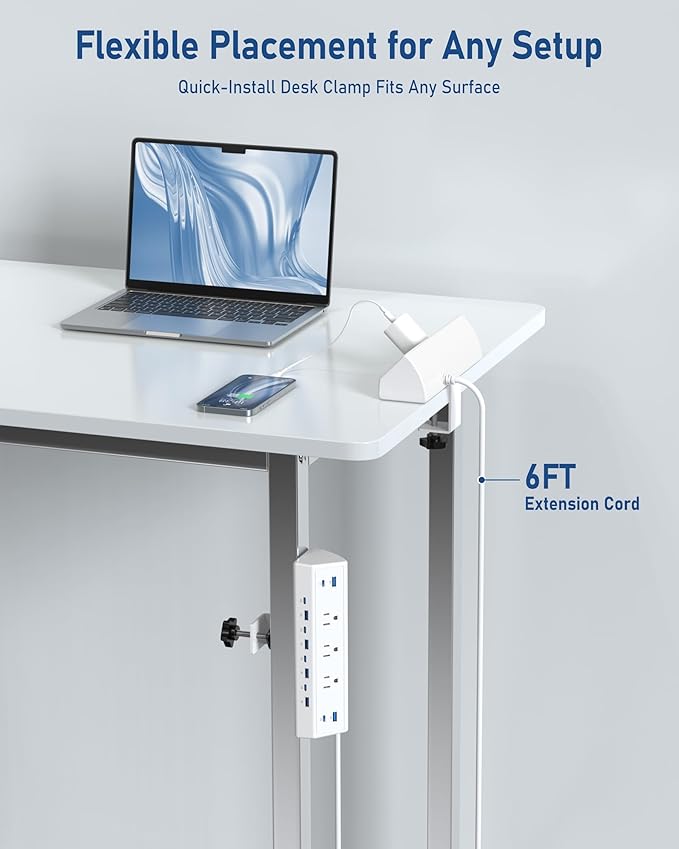 Jgstkcity 130W Desk Clamp Power Strip, 12 USB Ports, Surge Protector, ETL