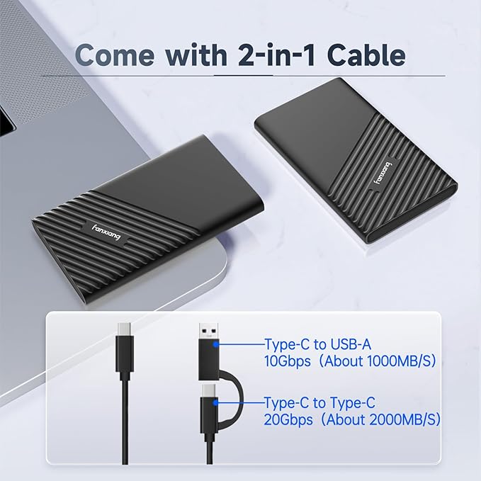 fanxiang 500GB External SSD Portable, USB C External Solid State Drive External
