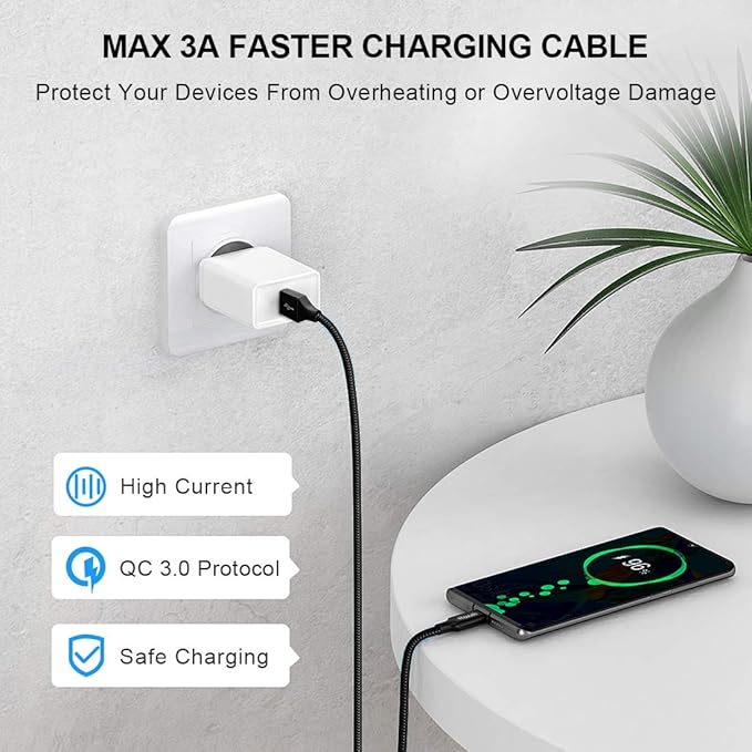etguuds 6ft USB A to USB C Cable 3A Fast Charging,