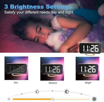 SZELAM Digital Alarm Clock, LED and Mirror Desk Clock Large Display,