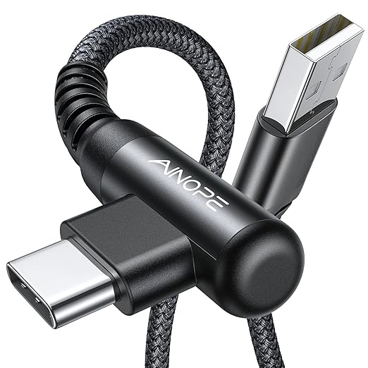 AINOPE 2-Pack Type C Charging Cable 3.1A Fast Charge, Right Angle USB C Cable
