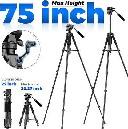 Camera Tripod, 75” Heavy Duty Tripod