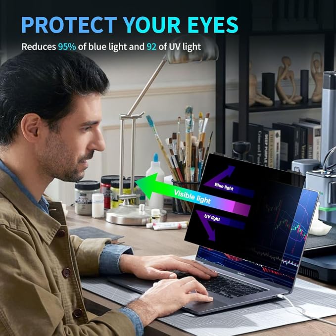 Laptop Privacy Screen 13.3 inch, 9H Hanging Privacy Screen
