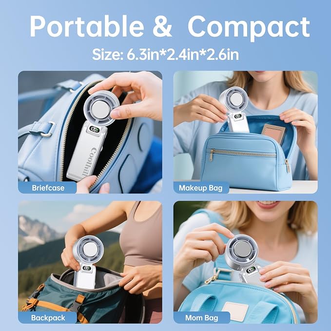 Handheld Portable Fan with Ice Cooler: 100-Speed 5500mAh Rechargeable Handheld