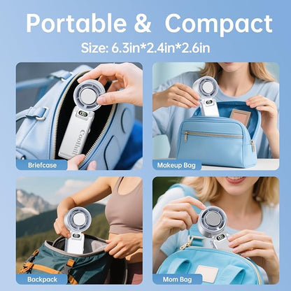 Handheld Portable Fan with Ice Cooler: 100-Speed 5500mAh Rechargeable Handheld