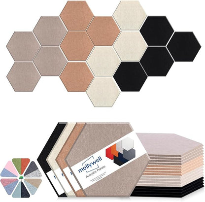 Mollywell Hexagon Acoustic Panels, High Density, Soundproofing, Decorative