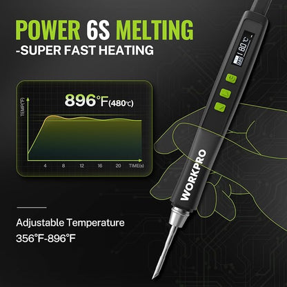 WORKPRO DC Soldering Iron Kit, Fast Heating Soldering Iron Pen