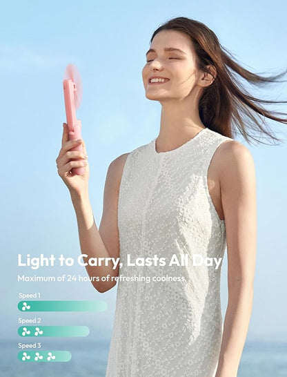 Aecooly Slim Handheld Fan, Mini Thin Portable Fan, Small Rechargeable Pocket