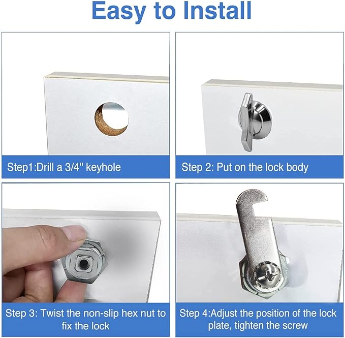 Thumb Operated Offset Cam Lock, 1-1/8” Cylinder Fits on 7/8” Max Door Thickness