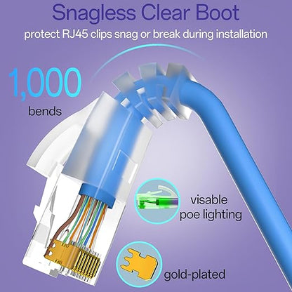Cat6a Patch Cables 3ft Slim, Cat6 Ethernet Patch Cable Pure Copper, Flexible