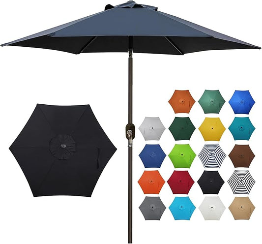 Blissun 7.5 ft Patio Umbrella, Yard Umbrella, Outdoor Market Umbrella with Push Button Tilt Crank (Black)