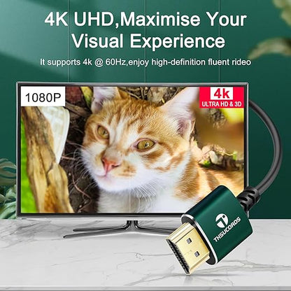 Slim HDMI Cable 6.6FT, Ultra Soft & Thin HDMI to HDMI Cord, Extreme Flexible &