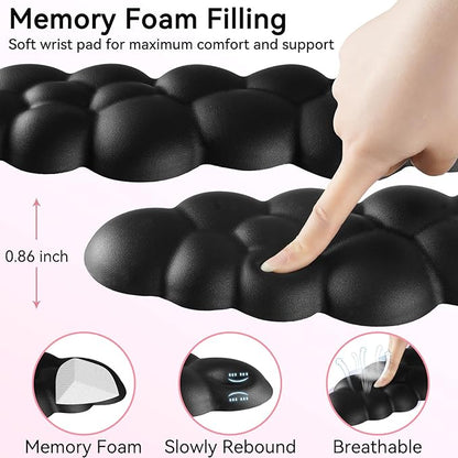 Cloud Wrist Rest for Computer Keyboard, 4-in-1 Memory Foam Leather Cloud