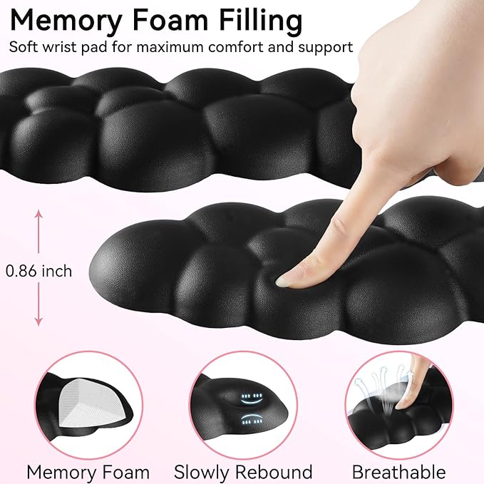 Cloud Wrist Rest for Computer Keyboard, 4-in-1 Memory Foam Leather Cloud