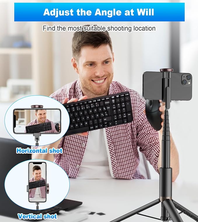 TONEOF 67" Cell Phone Selfie Stick Tripod, Smartphone Stand All-in-1